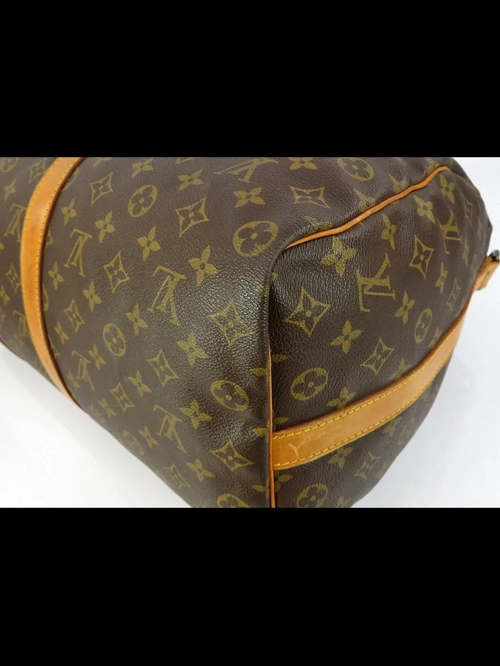 Louis Vuitton Brown Monogram Duffel with Tan Leather Trim